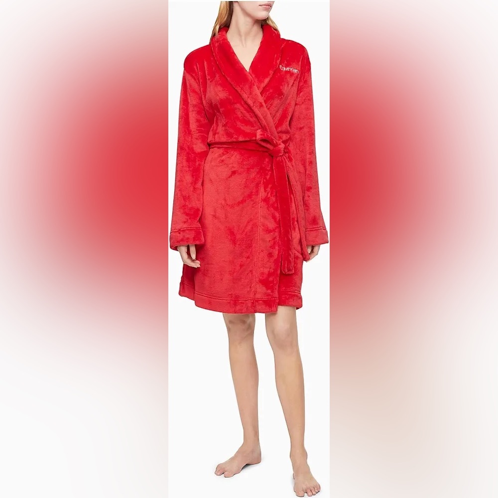 Calvin Klein Fluffy Red Bath Robe XS/S